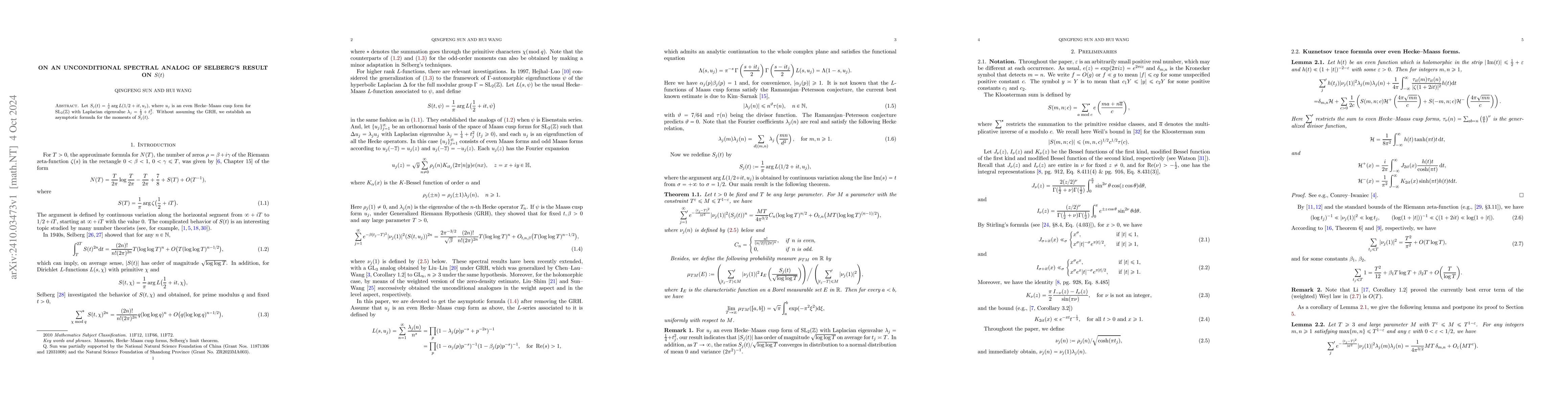 Thumbnail for On an unconditional spectral analog of Selberg's result on $S(t)$