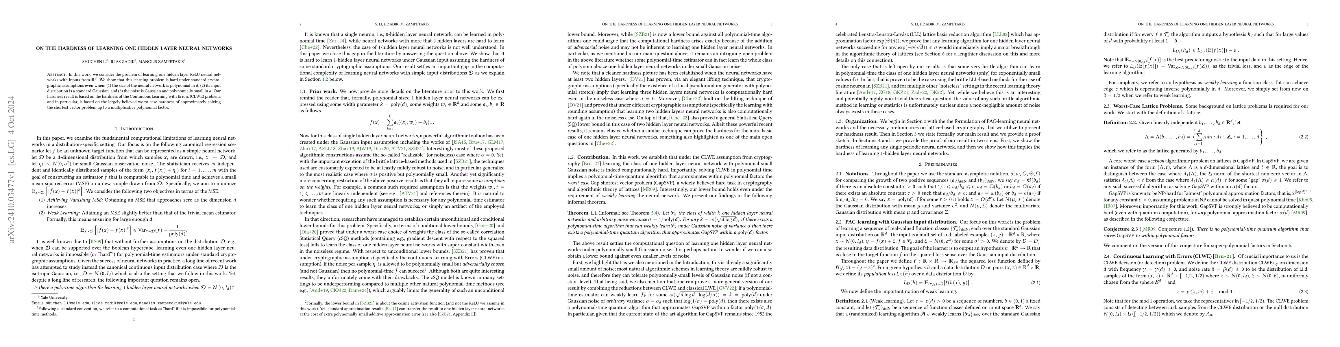 Thumbnail for On the Hardness of Learning One Hidden Layer Neural Networks
