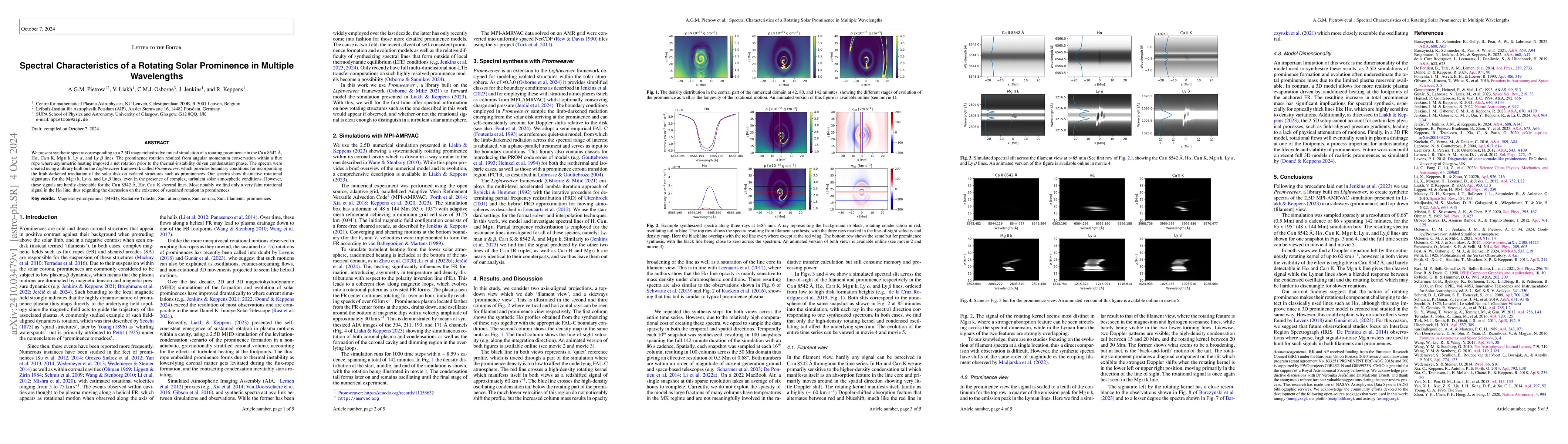 Thumbnail for Spectral Characteristics of a Rotating Solar Prominence in Multiple
  Wavelengths