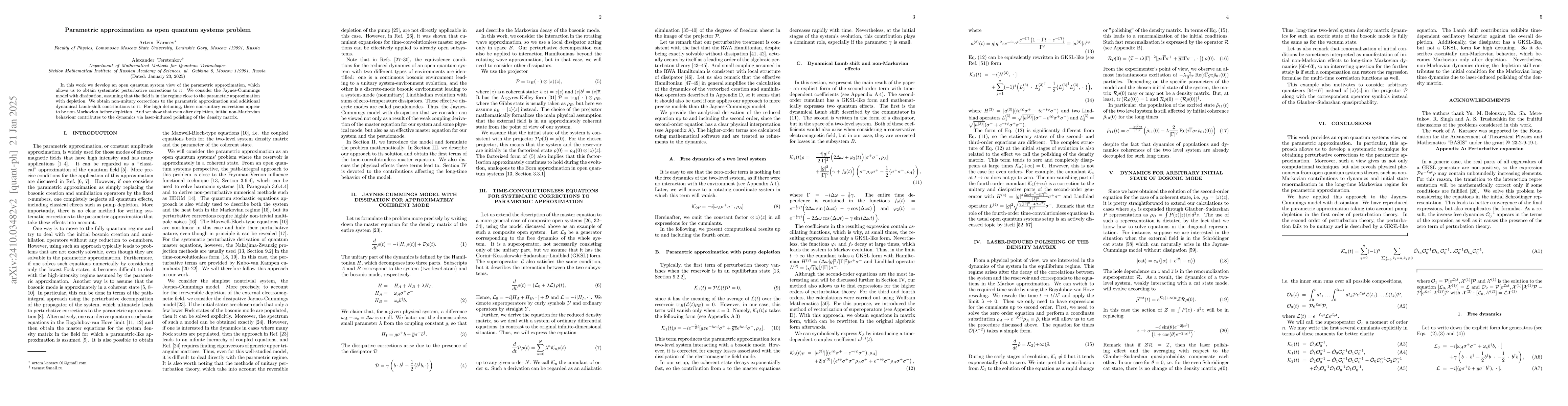 Thumbnail for Parametric approximation as open quantum systems problem