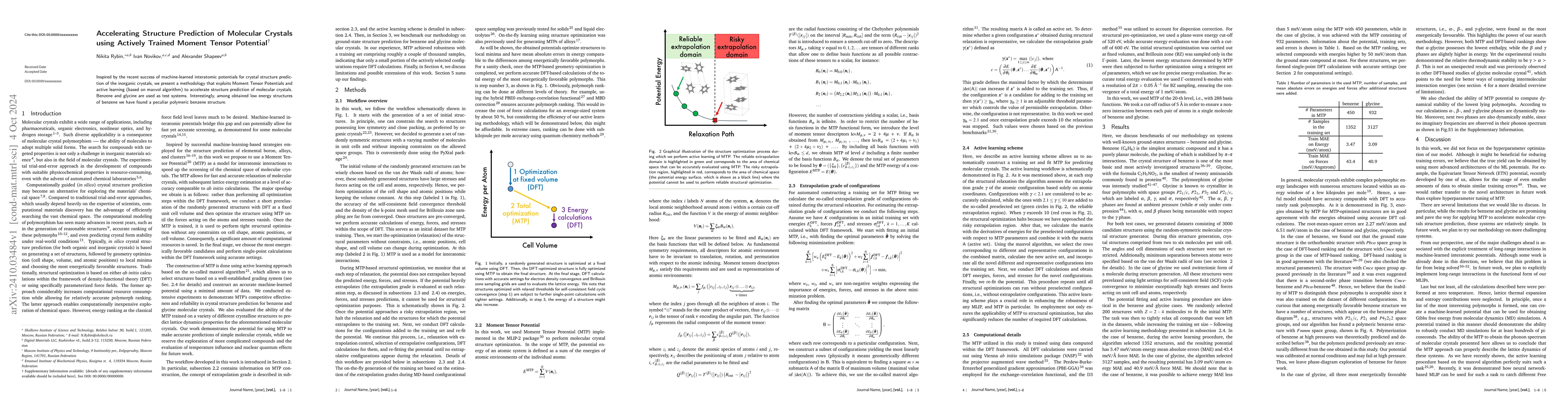 Thumbnail for Accelerating Structure Prediction of Molecular Crystals using Actively
  Trained Moment Tensor Potential