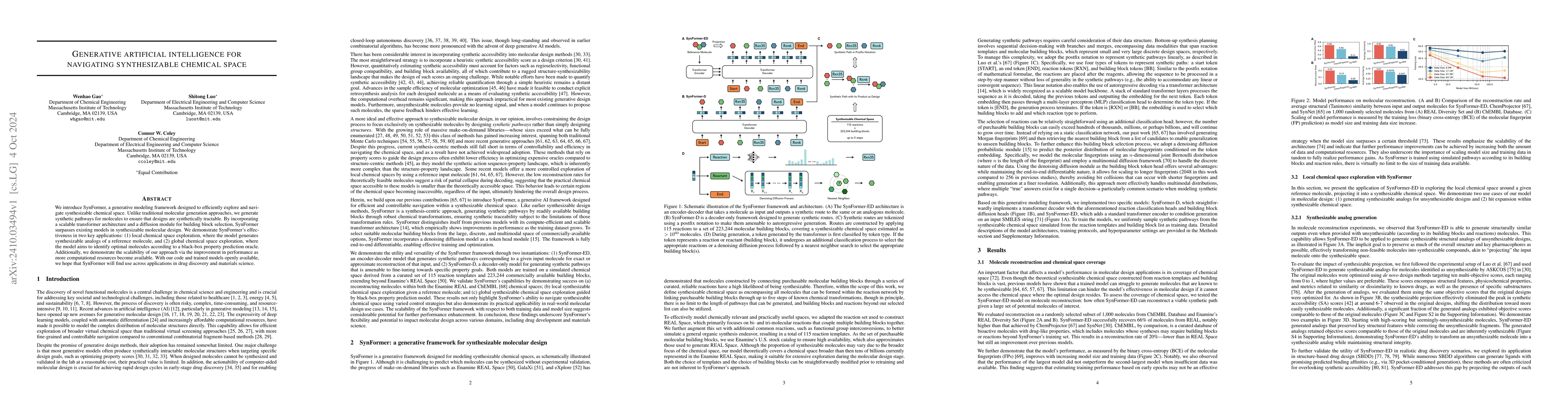 Thumbnail for Generative Artificial Intelligence for Navigating Synthesizable Chemical
  Space