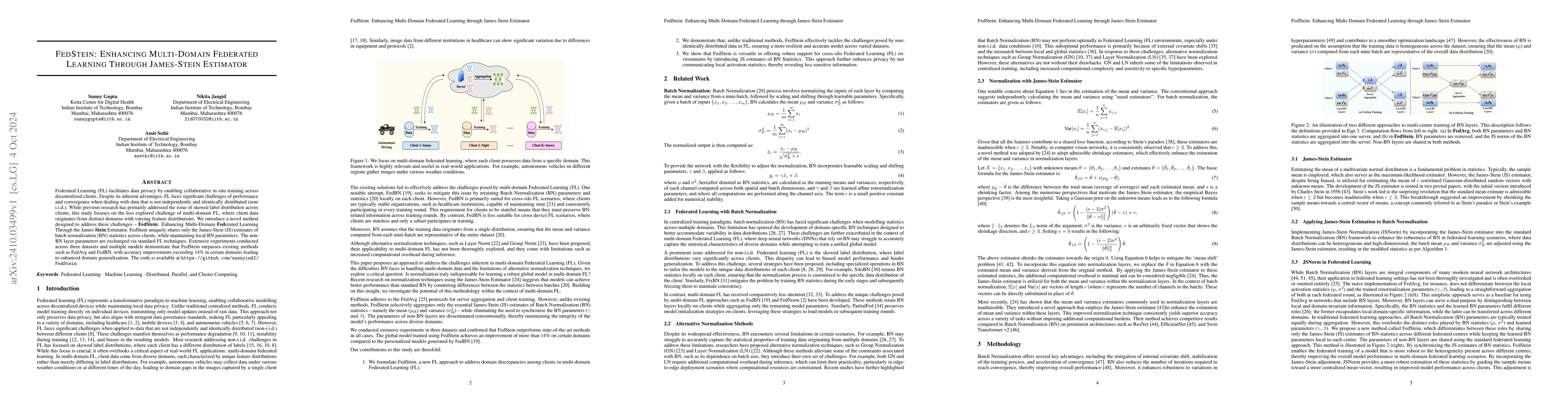 Thumbnail for FedStein: Enhancing Multi-Domain Federated Learning Through James-Stein
  Estimator