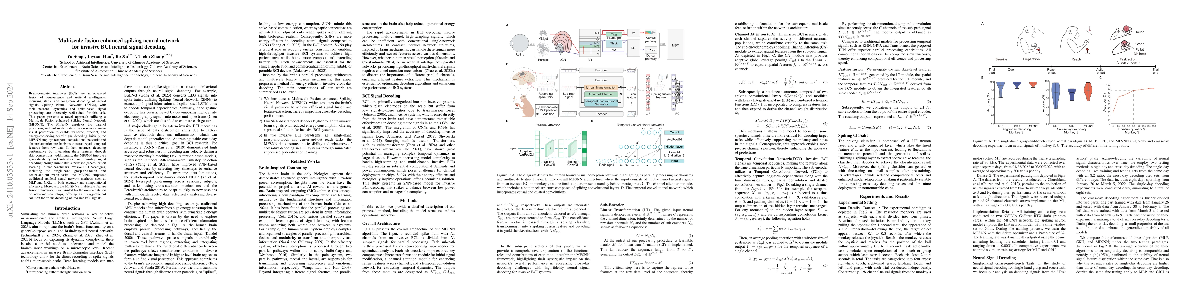 Thumbnail for Multiscale fusion enhanced spiking neural network for invasive BCI
  neural signal decoding