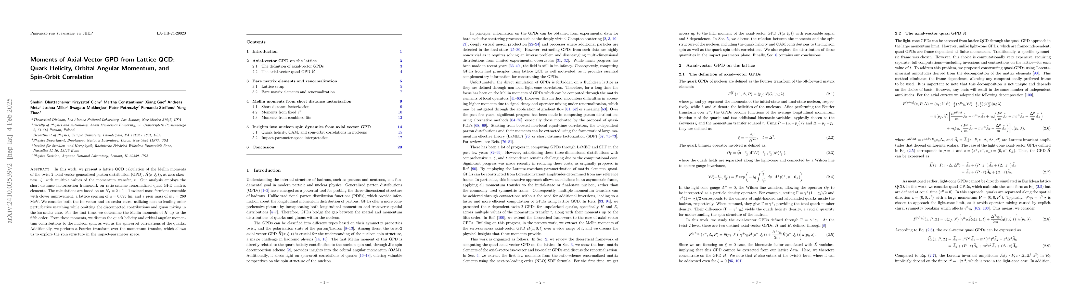 Thumbnail for Moments of Axial-Vector GPD from Lattice QCD: Quark Helicity, Orbital
  Angular Momentum, and Spin-Orbit Correlation