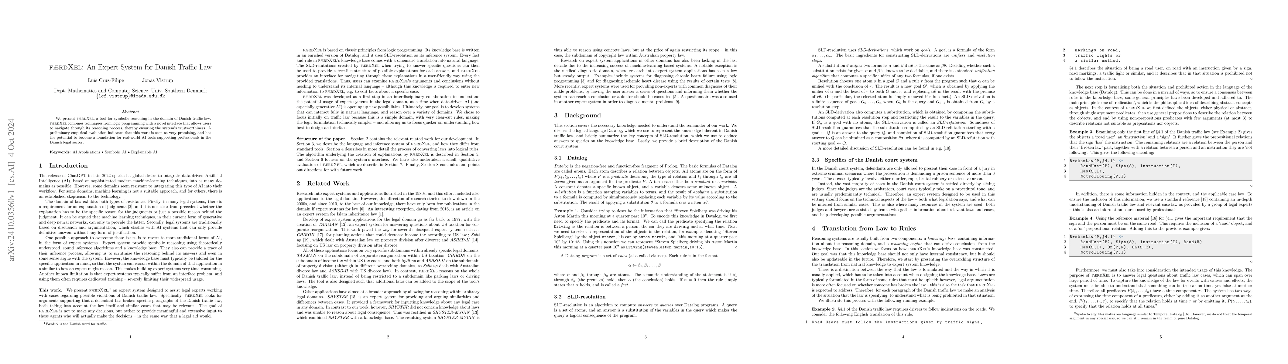 Thumbnail for færdXel: An Expert System for Danish Traffic Law