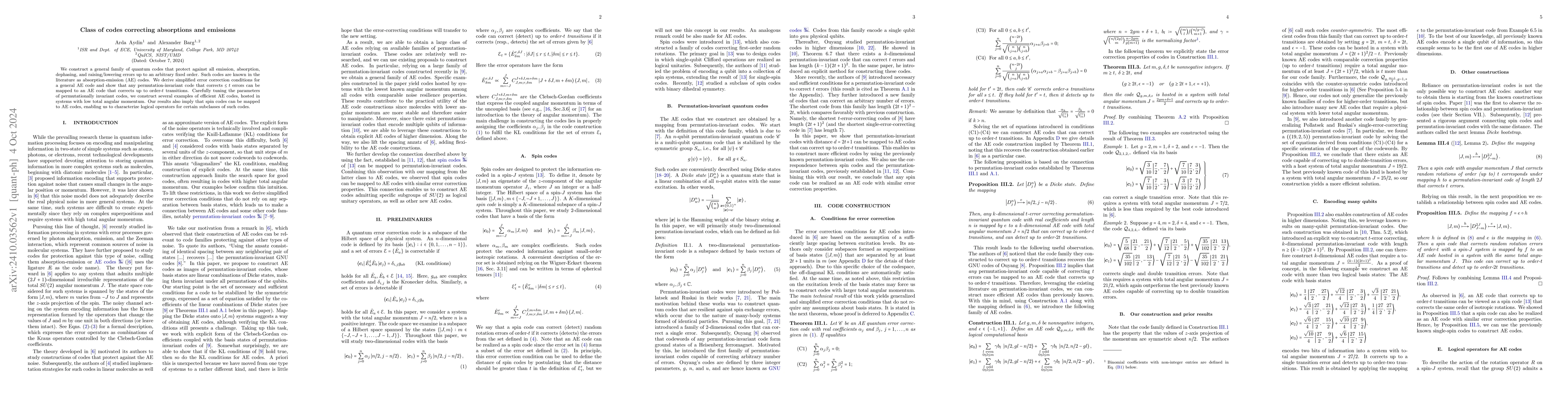 Thumbnail for Class of codes correcting absorptions and emissions