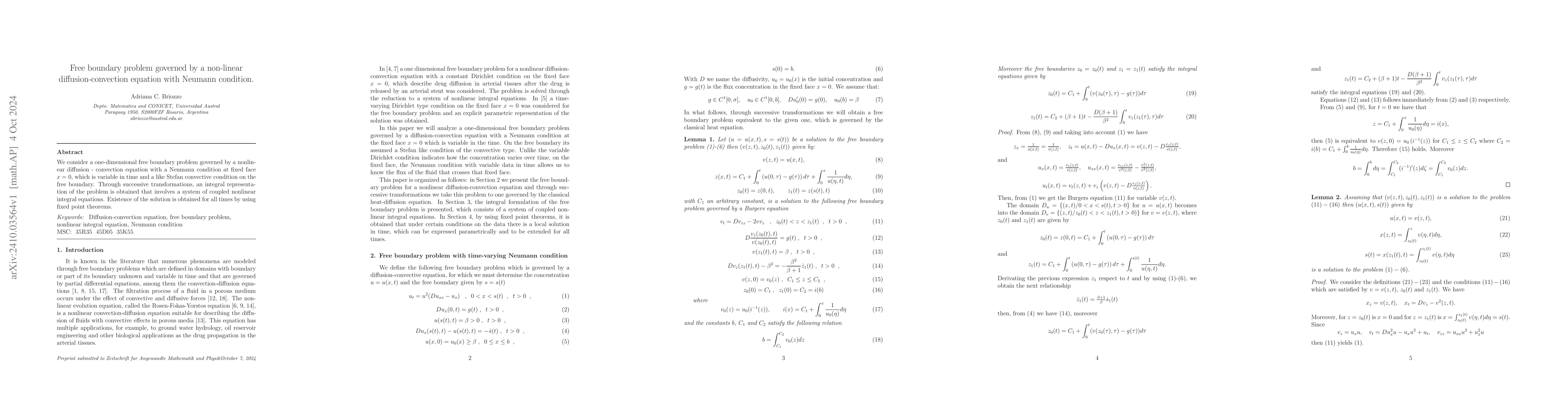 Thumbnail for Free boundary problem governed by a non-linear diffusion-convection
  equation with Neumann condition