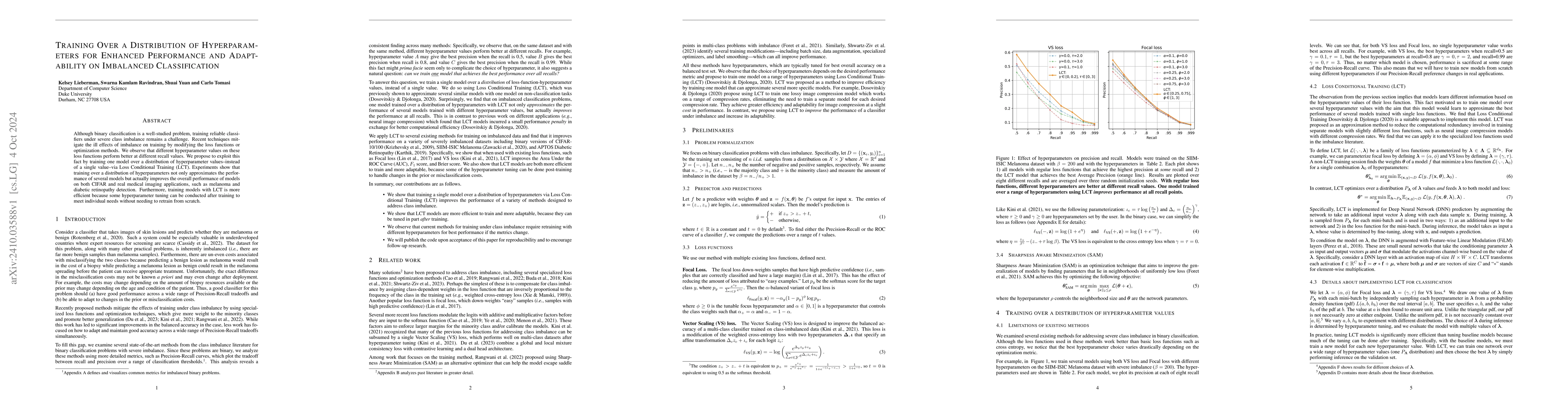 Thumbnail for Training Over a Distribution of Hyperparameters for Enhanced Performance
  and Adaptability on Imbalanced Classification