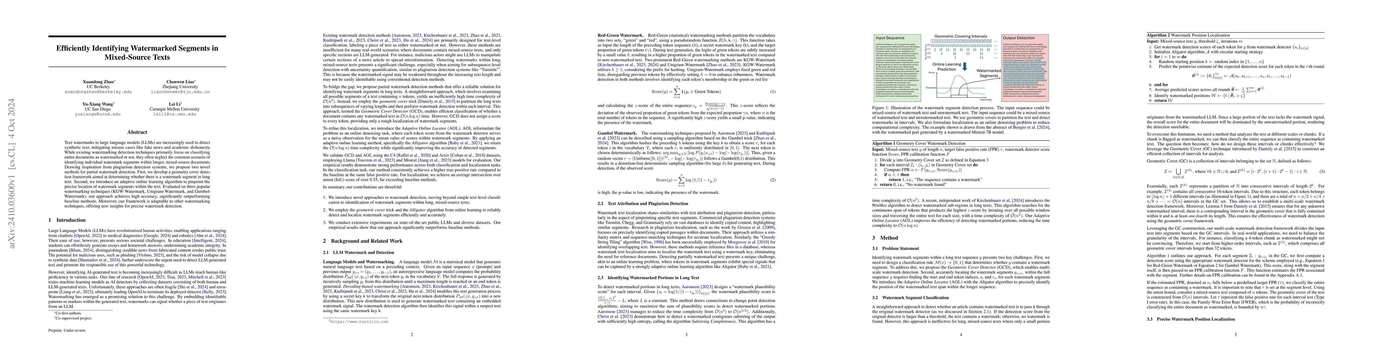 Thumbnail for Efficiently Identifying Watermarked Segments in Mixed-Source Texts