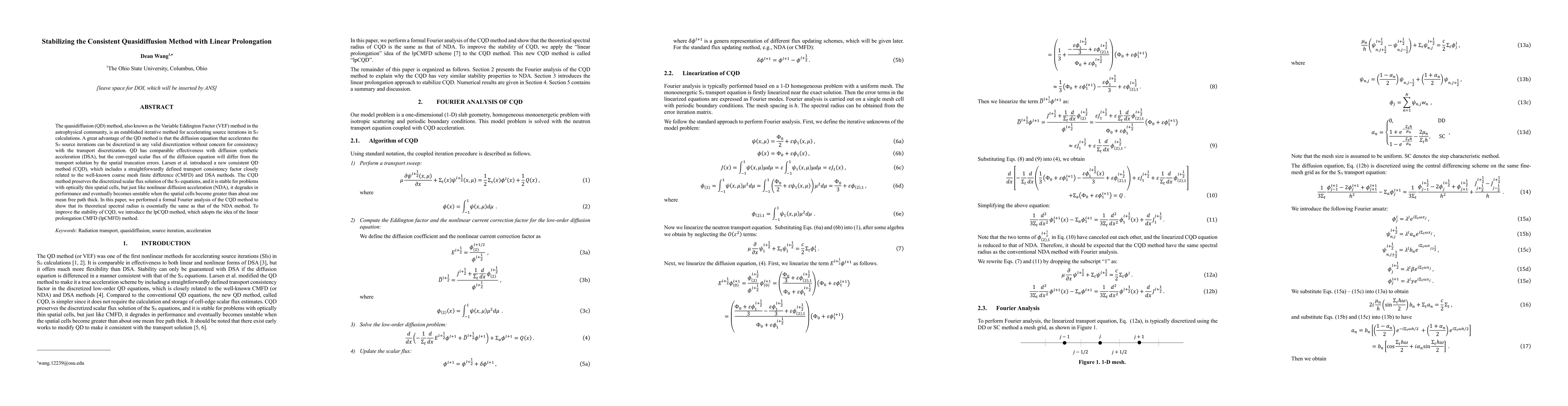 Thumbnail for Stabilizing the Consistent Quasidiffusion Method with Linear
  Prolongation