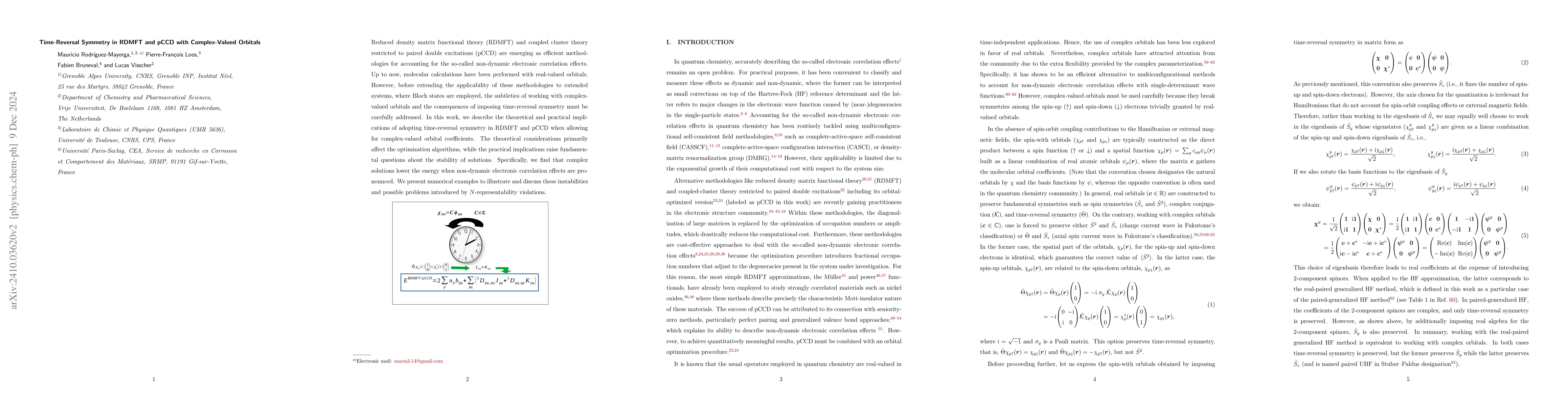 Thumbnail for Time-Reversal Symmetry in RDMFT and pCCD with Complex-Valued Orbitals
