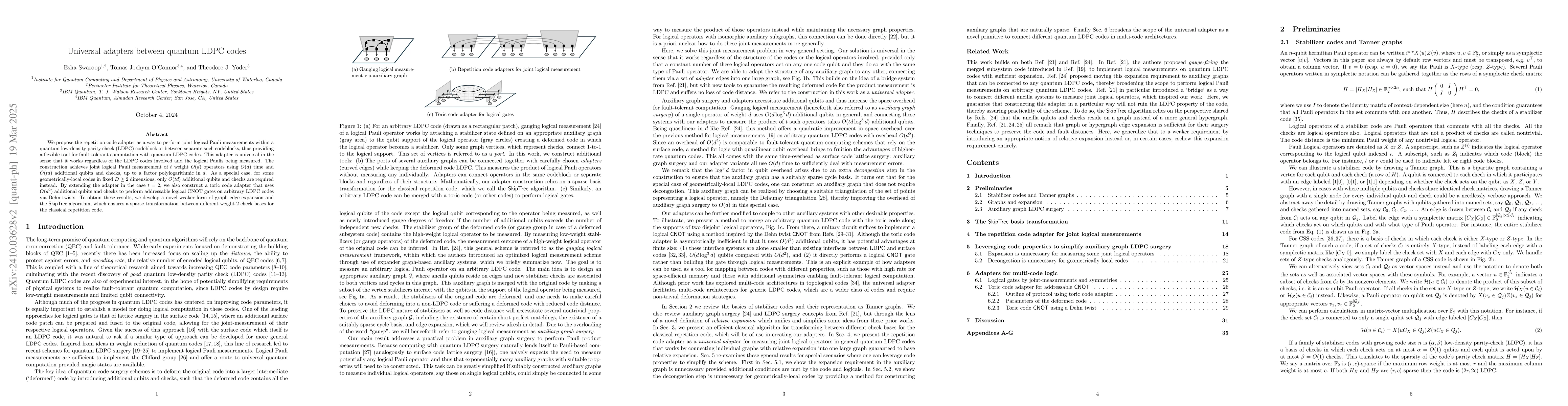 Thumbnail for Universal adapters between quantum LDPC codes