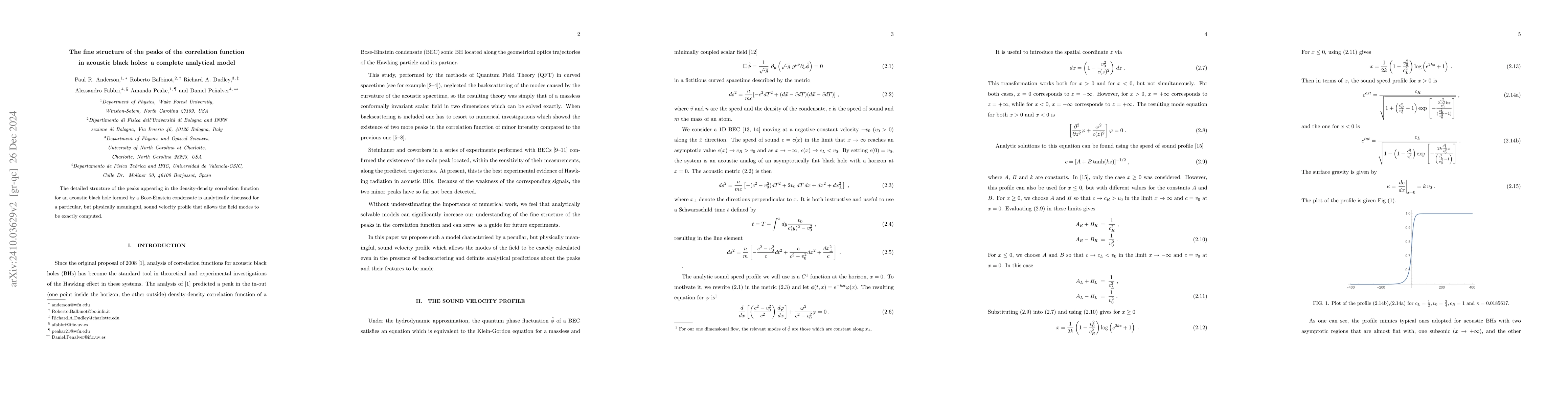 Thumbnail for The fine structure of the peaks of the correlation function in acoustic
  black holes: a complete analytical model