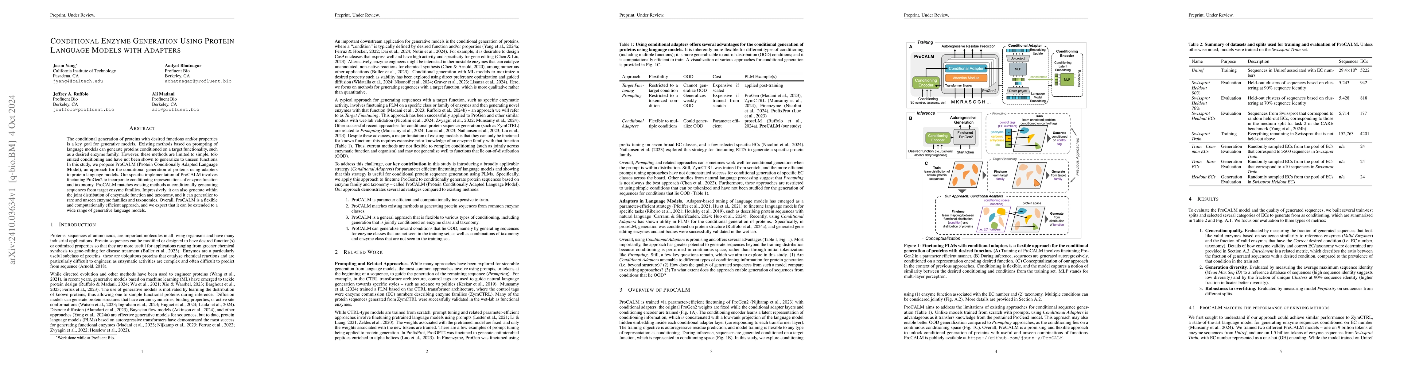 Thumbnail for Conditional Enzyme Generation Using Protein Language Models with
  Adapters