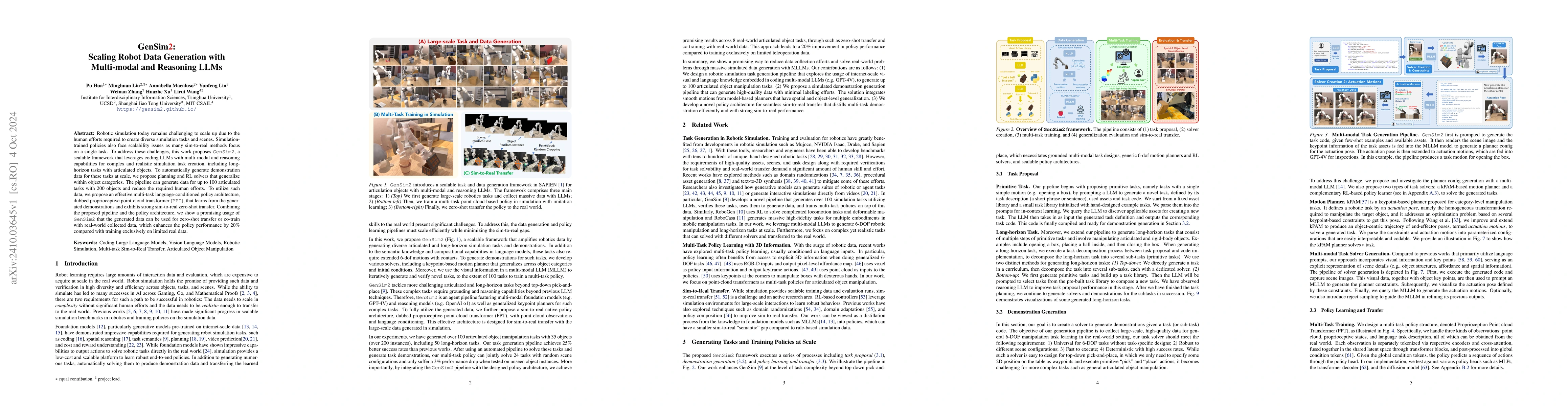 Thumbnail for GenSim2: Scaling Robot Data Generation with Multi-modal and Reasoning
  LLMs