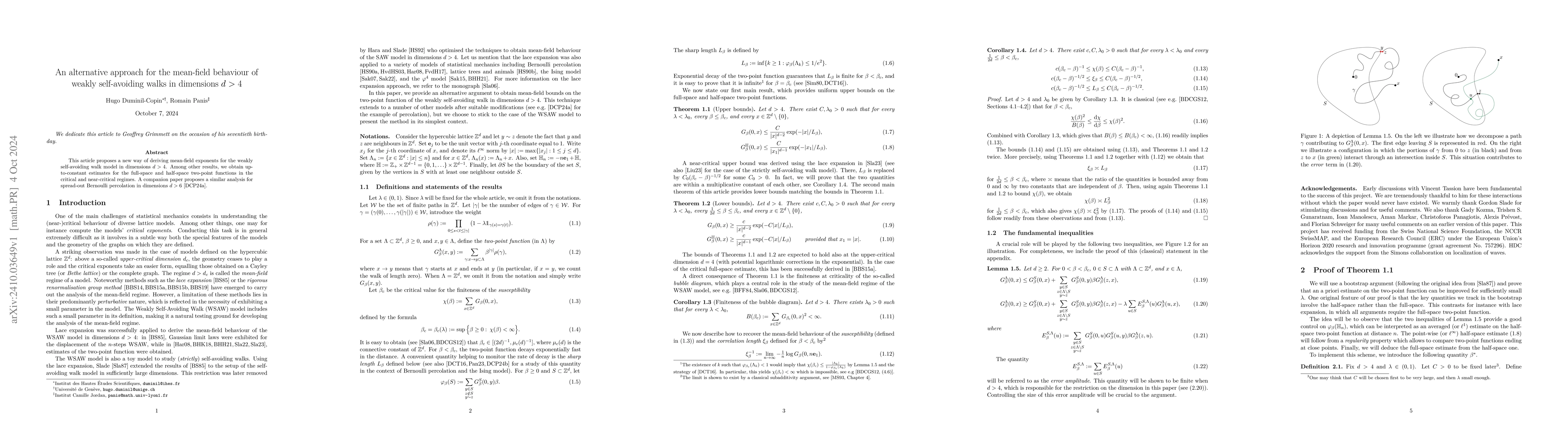 Thumbnail for An alternative approach for the mean-field behaviour of weakly
  self-avoiding walks in dimensions $d>4$