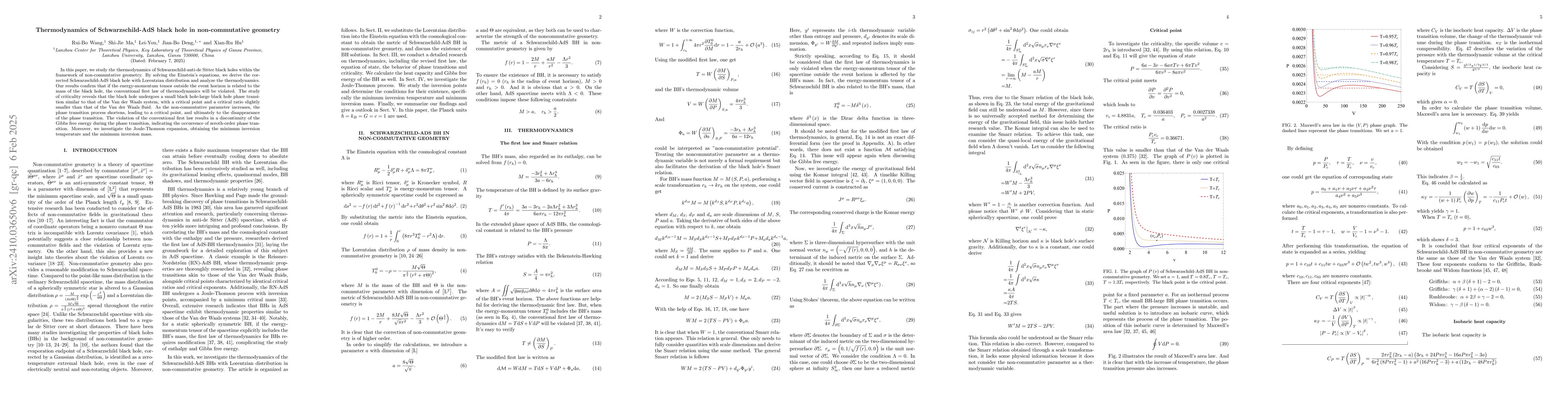 Thumbnail for Thermodynamics of Schwarzschild-AdS black hole in non-commutative
  geometry