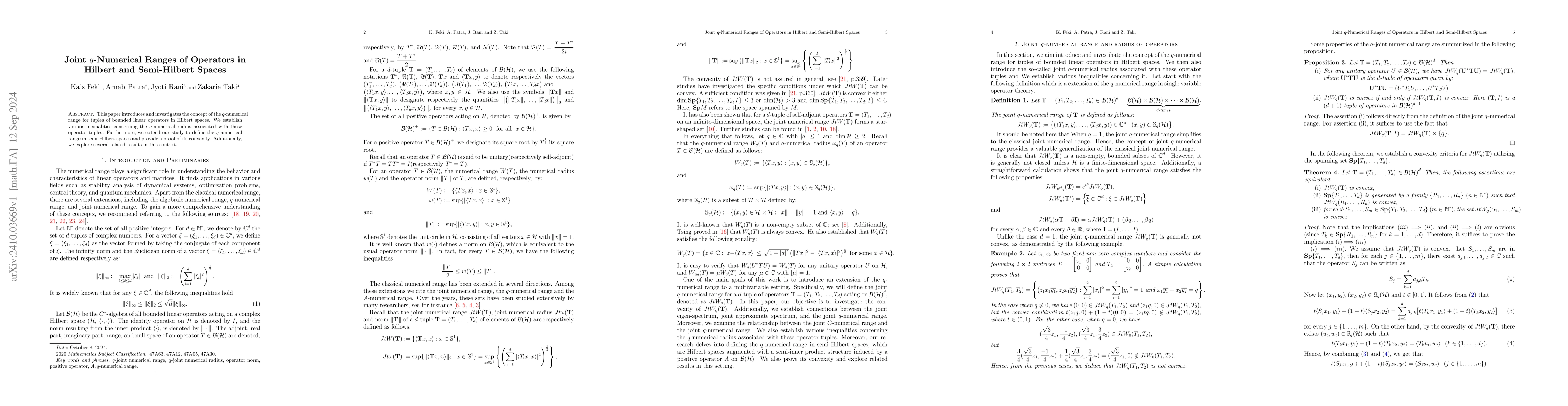 Thumbnail for Joint $q$-Numerical Ranges of Operators in Hilbert and Semi-Hilbert
  Spaces