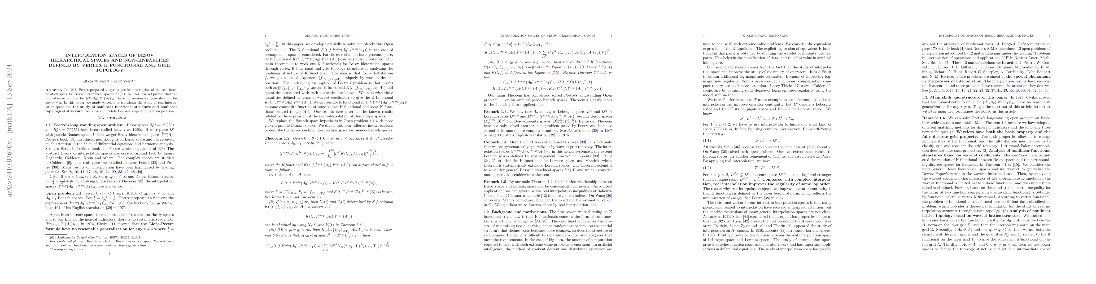 Thumbnail for Interpolation spaces of Besov hierarchical spaces and non-linearities
  defined by vertex K functional and grid topology