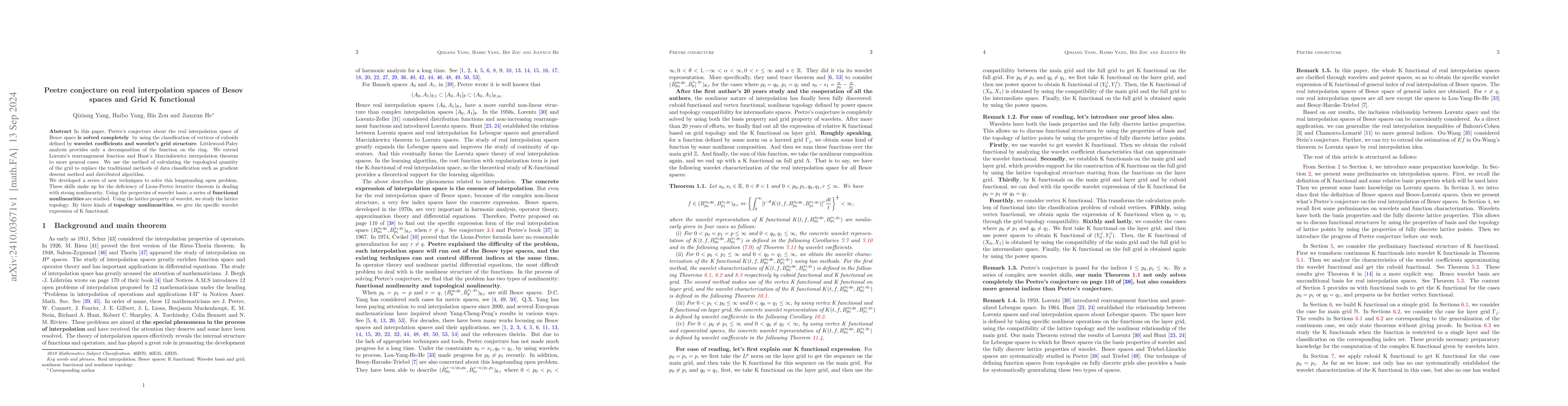 Thumbnail for Peetre conjecture on real interpolation spaces of Besov spaces and Grid
  K functional