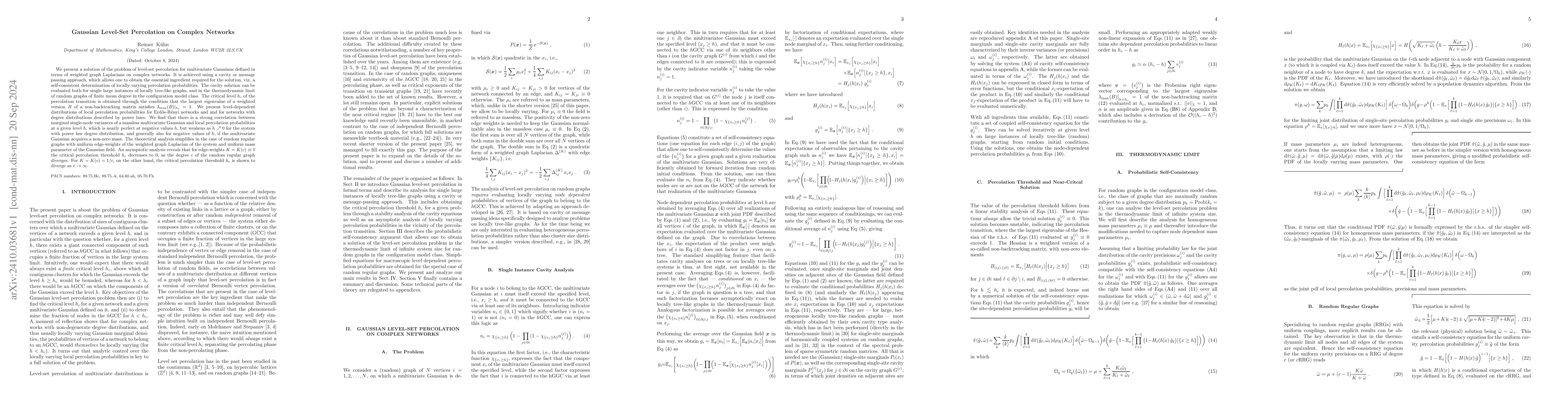 Thumbnail for Gaussian Level-Set Percolation on Complex Networks