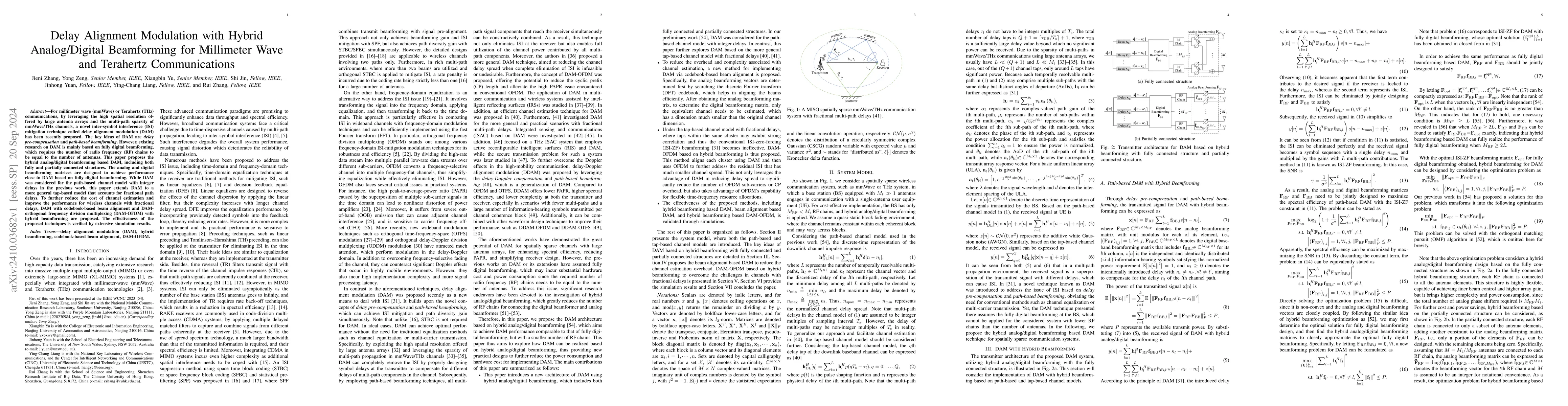 Thumbnail for Delay Alignment Modulation with Hybrid Analog/Digital Beamforming for
  Millimeter Wave and Terahertz Communications