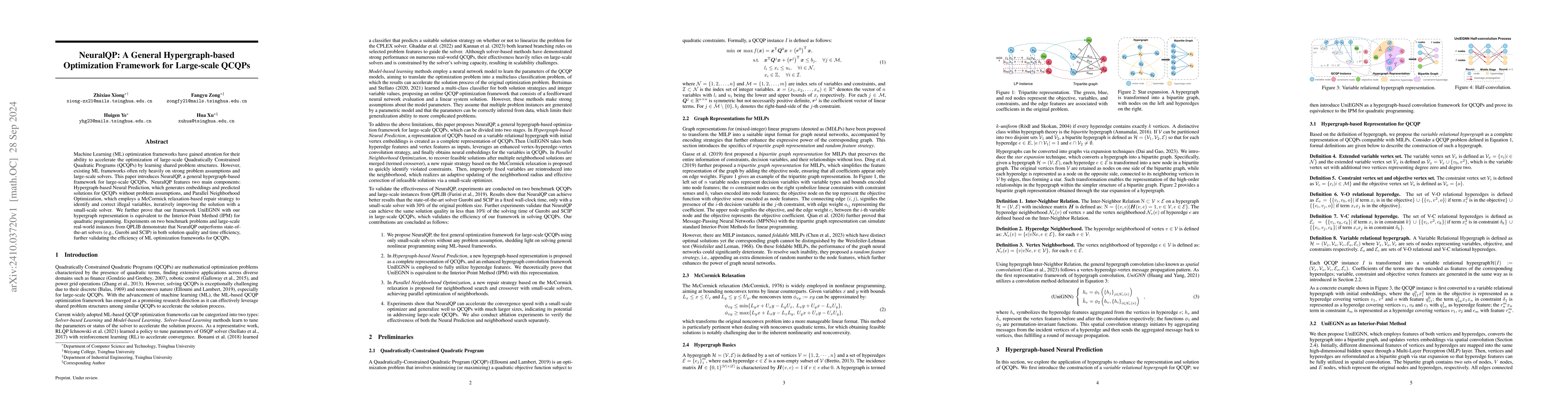 Thumbnail for NeuralQP: A General Hypergraph-based Optimization Framework for
  Large-scale QCQPs