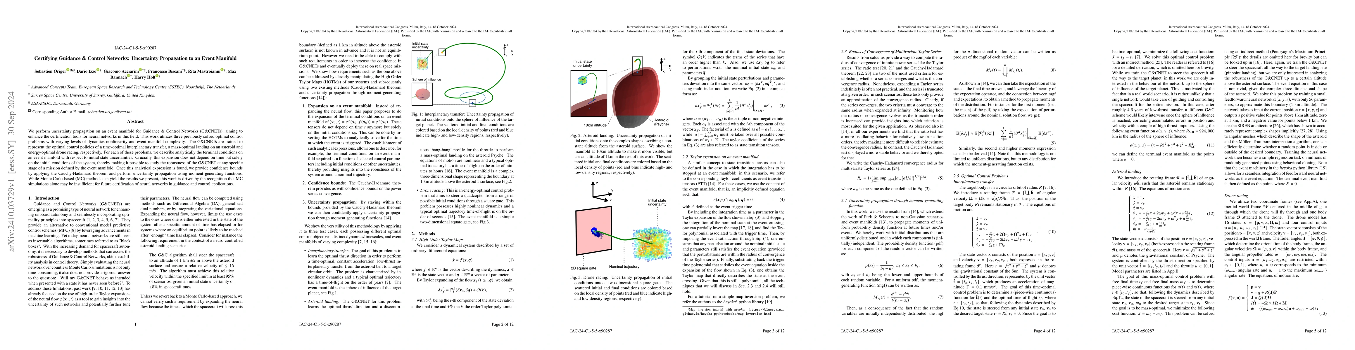Thumbnail for Certifying Guidance & Control Networks: Uncertainty Propagation to an
  Event Manifold