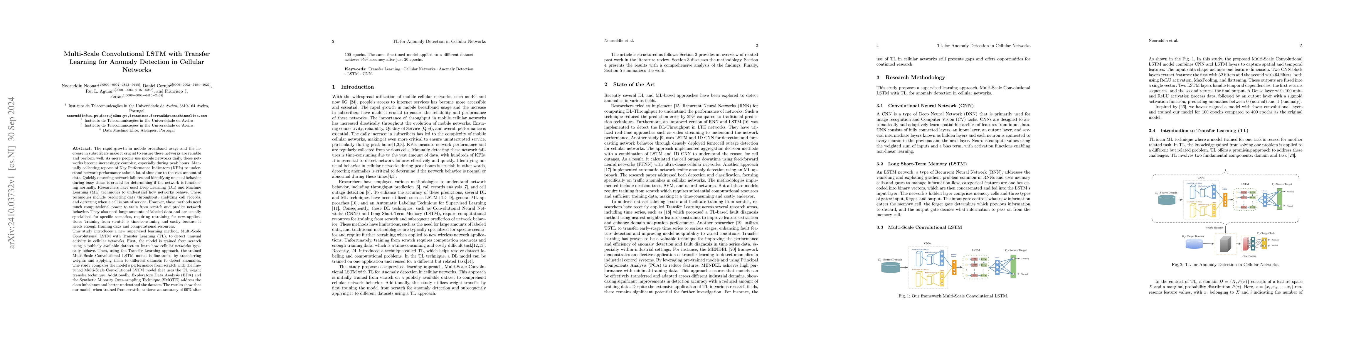 Thumbnail for Multi-Scale Convolutional LSTM with Transfer Learning for Anomaly
  Detection in Cellular Networks
