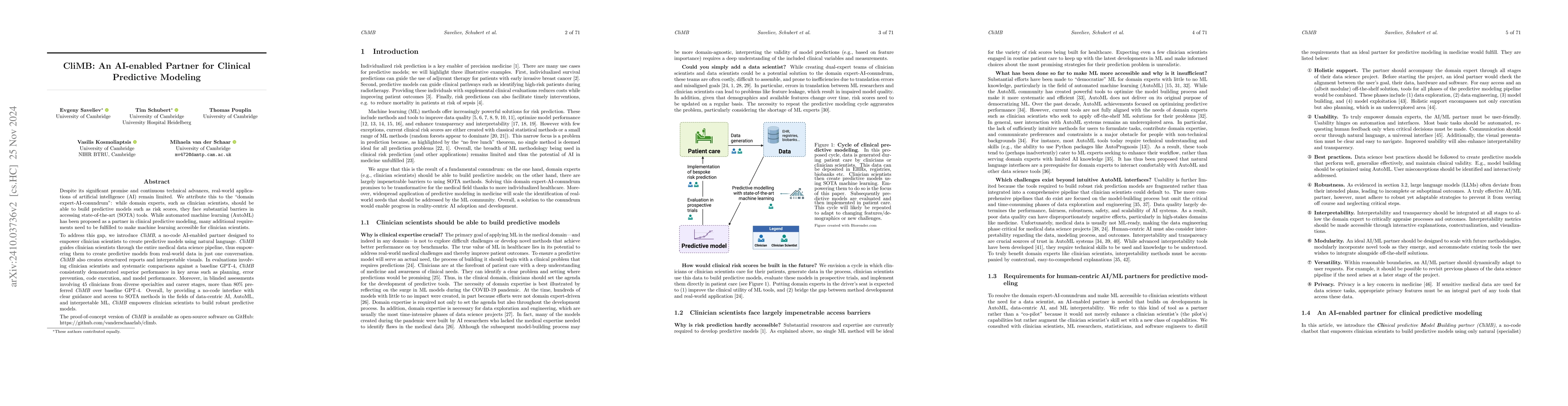 Thumbnail for CliMB: An AI-enabled Partner for Clinical Predictive Modeling