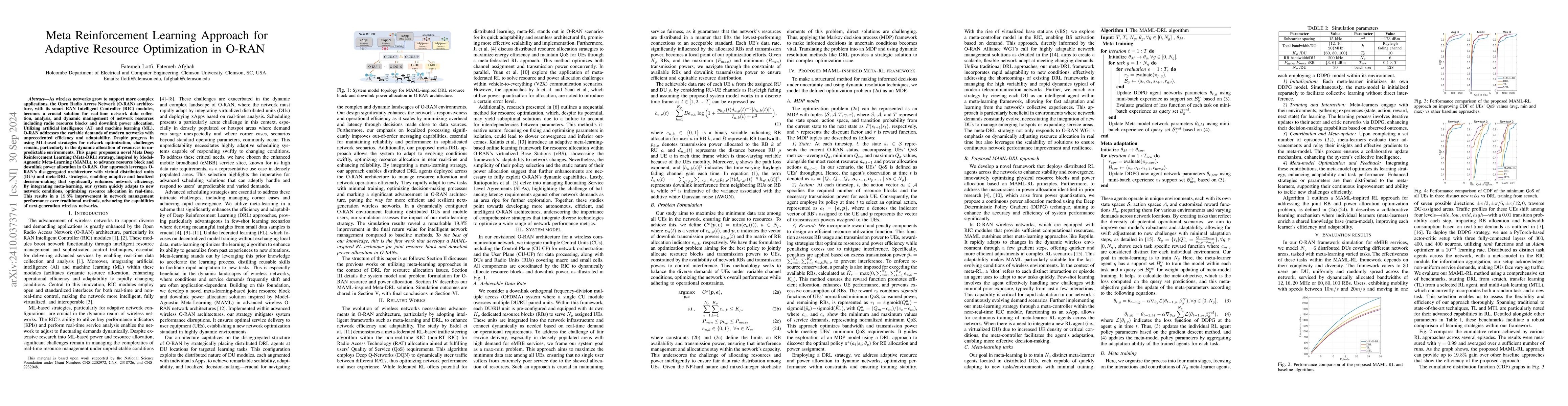Thumbnail for Meta Reinforcement Learning Approach for Adaptive Resource Optimization
  in O-RAN
