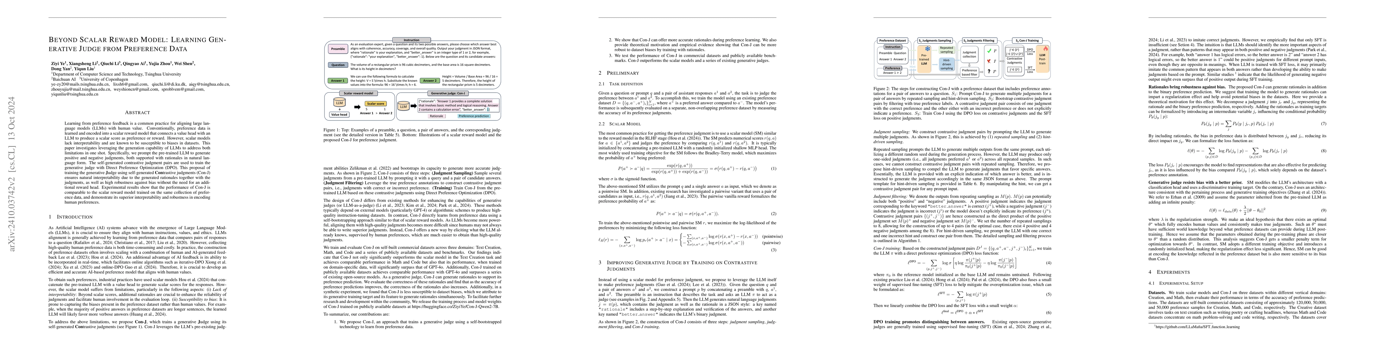 Thumbnail for Beyond Scalar Reward Model: Learning Generative Judge from Preference
  Data