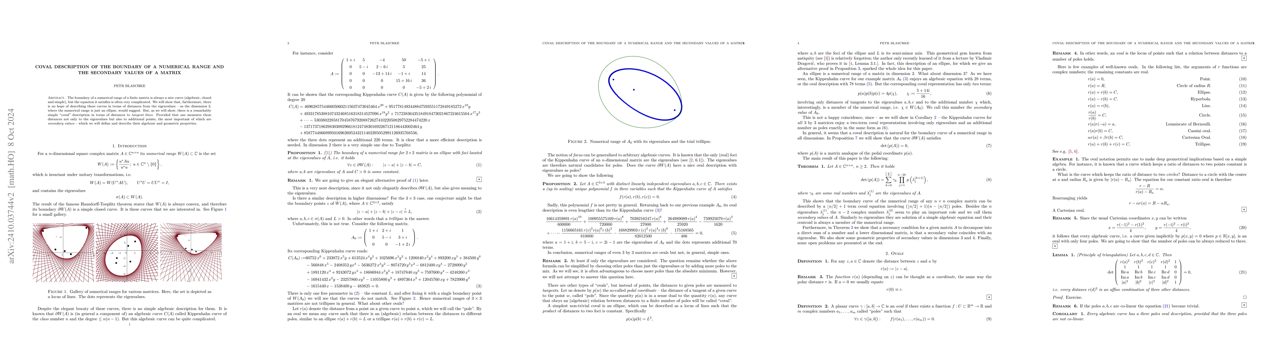 Thumbnail for Coval description of the boundary of a numerical range and the secondary
  values of a matrix