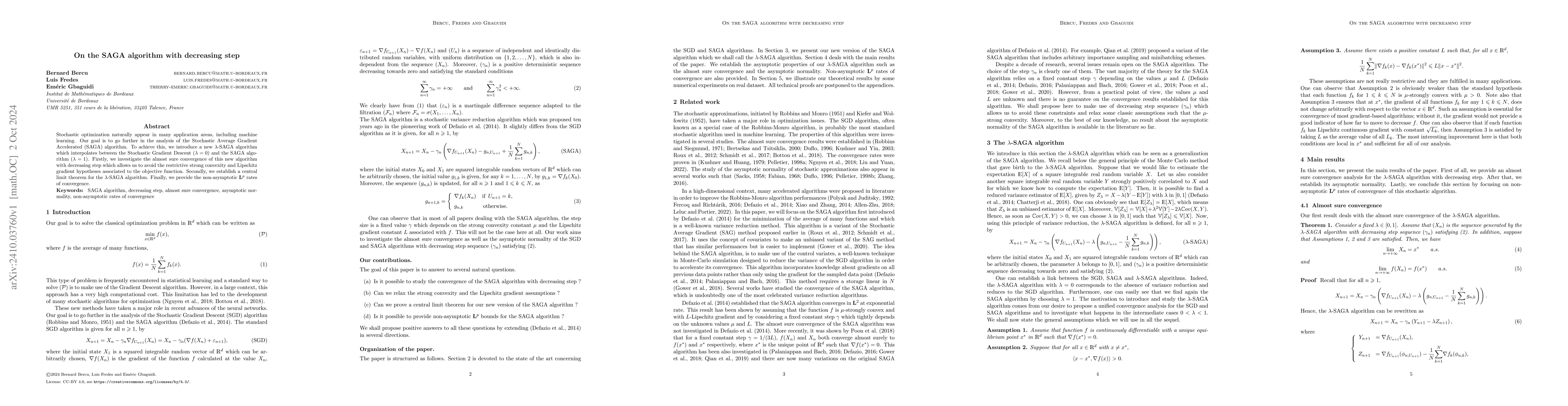 Thumbnail for On the SAGA algorithm with decreasing step