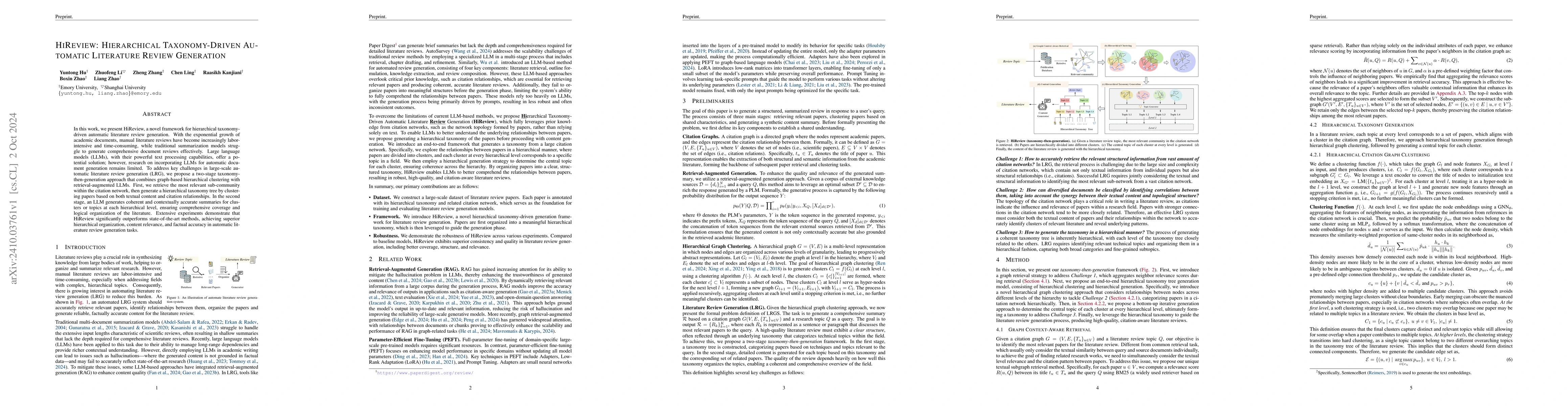 Thumbnail for HiReview: Hierarchical Taxonomy-Driven Automatic Literature Review
  Generation