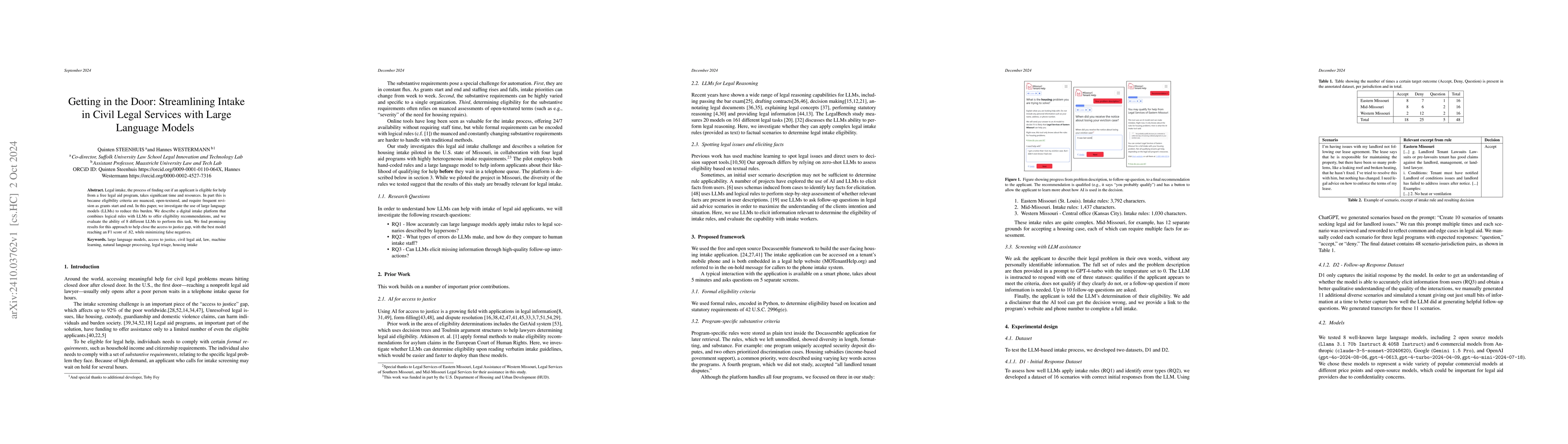 Thumbnail for Getting in the Door: Streamlining Intake in Civil Legal Services with
  Large Language Models