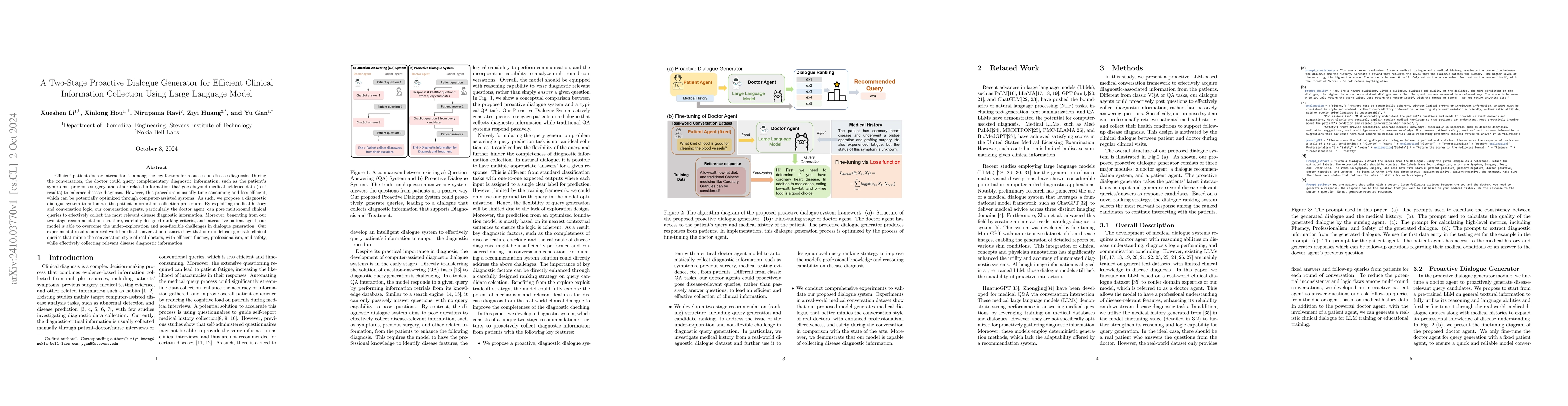 Thumbnail for A Two-Stage Proactive Dialogue Generator for Efficient Clinical
  Information Collection Using Large Language Model