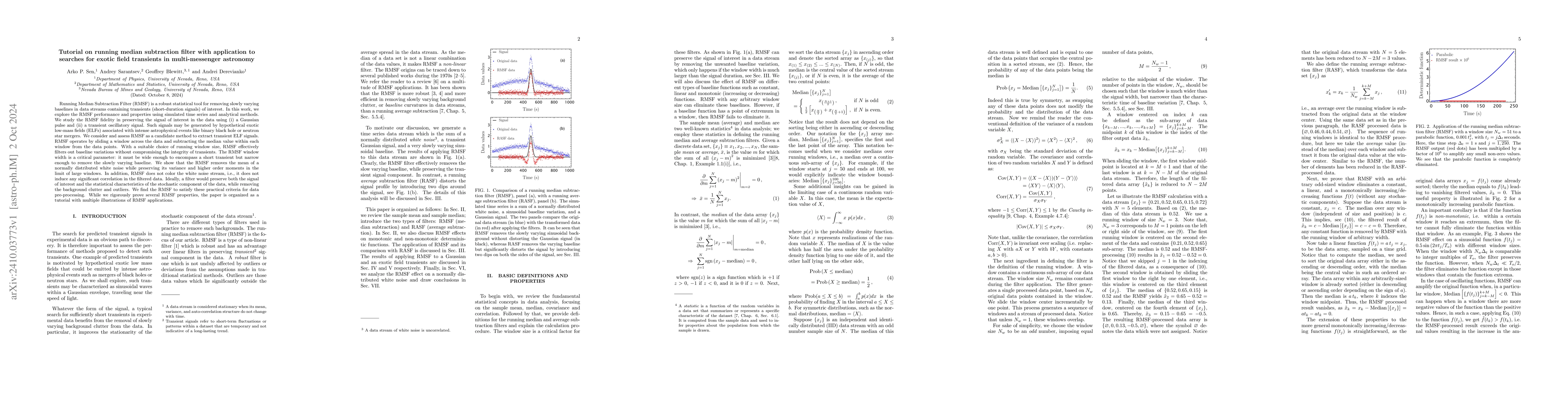 Thumbnail for Tutorial on running median subtraction filter with application to
  searches for exotic field transients in multi-messenger astronomy