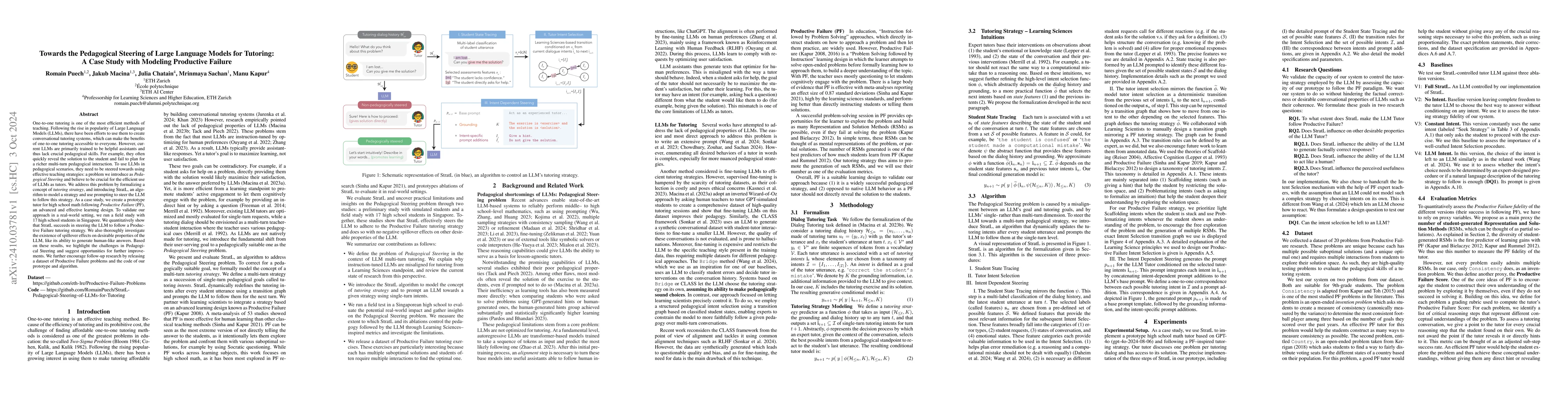 Thumbnail for Towards the Pedagogical Steering of Large Language Models for Tutoring:
  A Case Study with Modeling Productive Failure