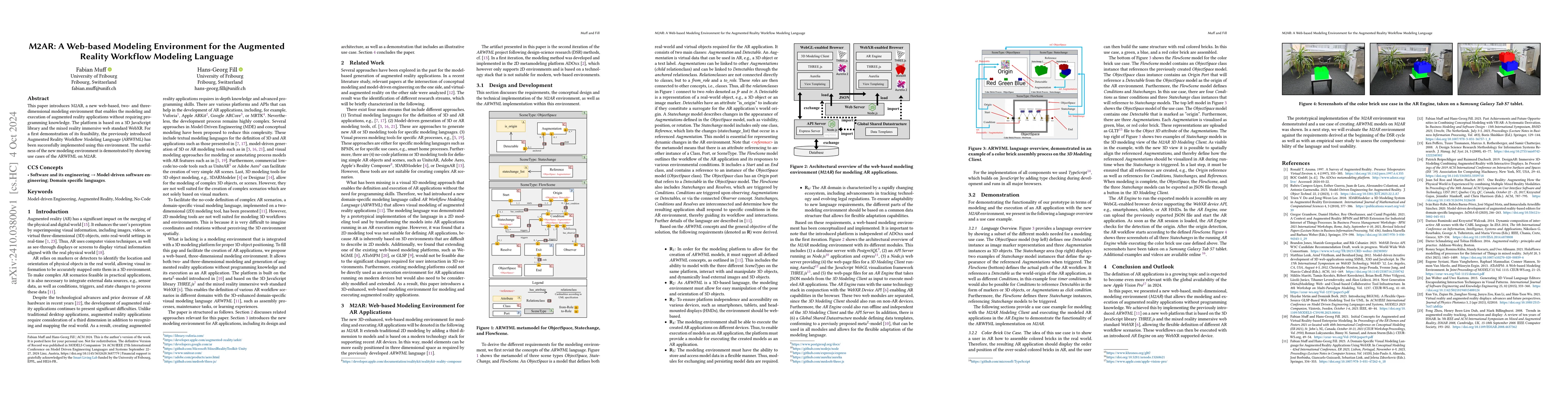 Thumbnail for M2AR: A Web-based Modeling Environment for the Augmented Reality
  Workflow Modeling Language