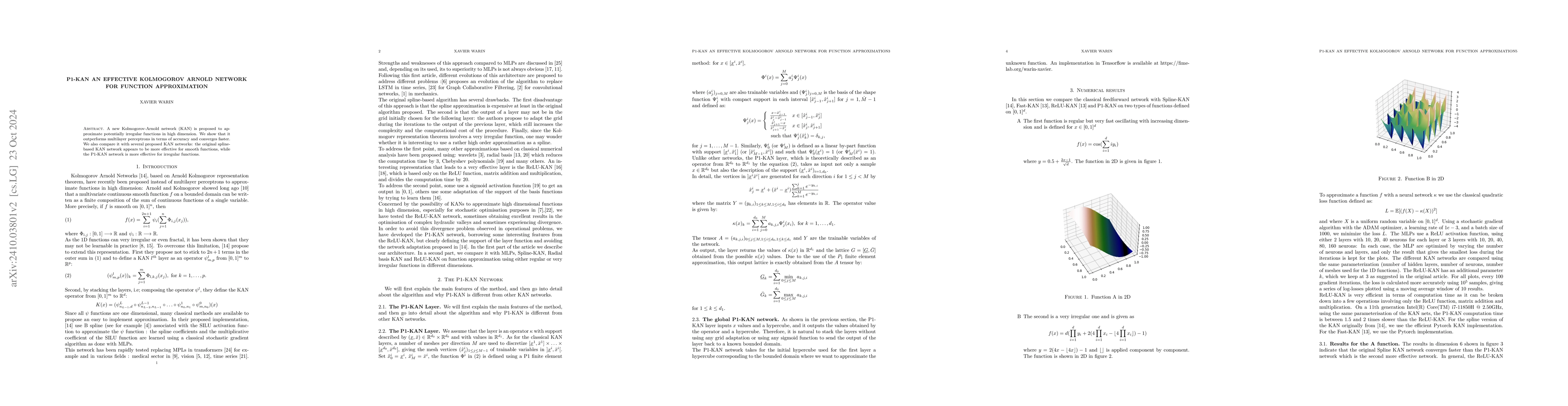 Thumbnail for P1-KAN an effective Kolmogorov Arnold Network for function approximation