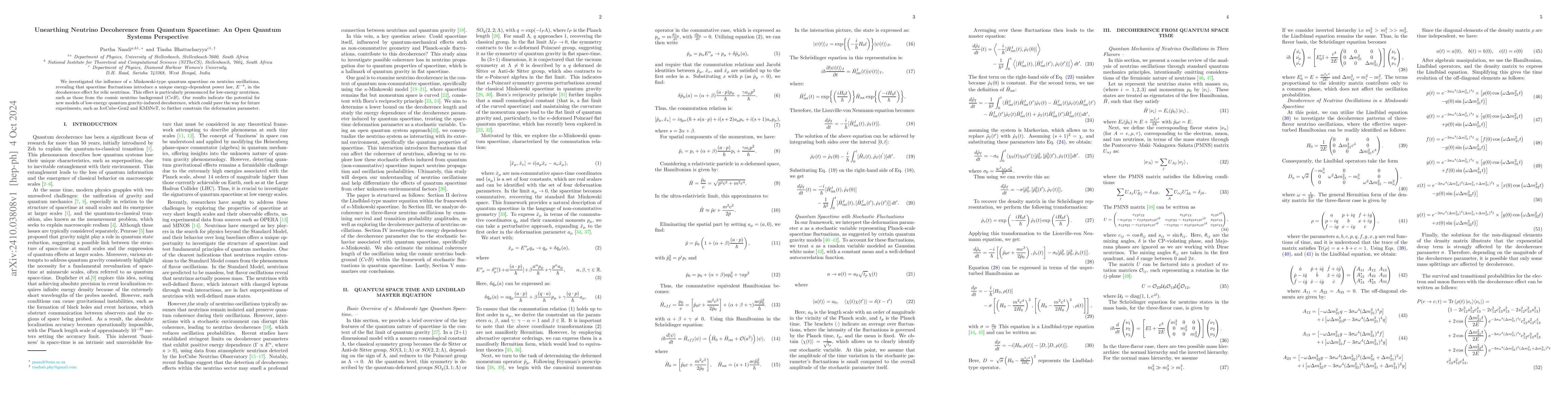 Thumbnail for Unearthing Neutrino Decoherence from Quantum Spacetime: An Open Quantum
  Systems Perspective