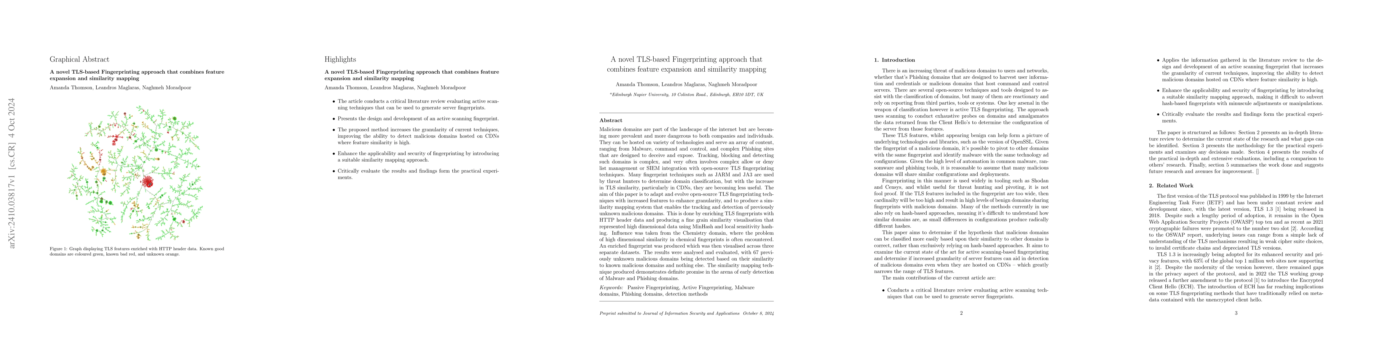 Thumbnail for A novel TLS-based Fingerprinting approach that combines feature
  expansion and similarity mapping