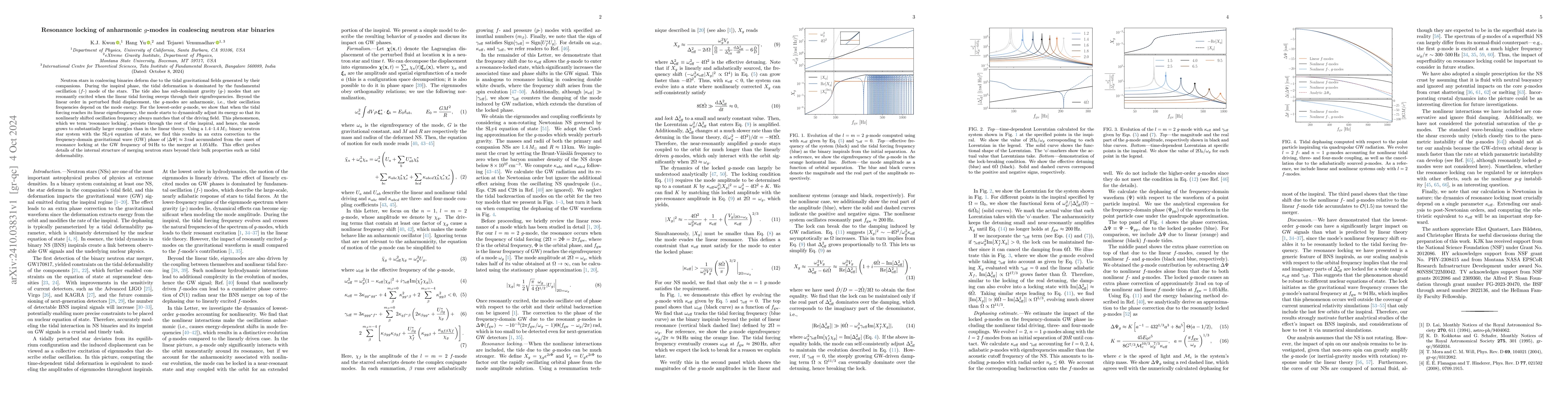 Thumbnail for Resonance Locking of Anharmonic $g$-Modes in Coalescing Neutron Star
  Binaries