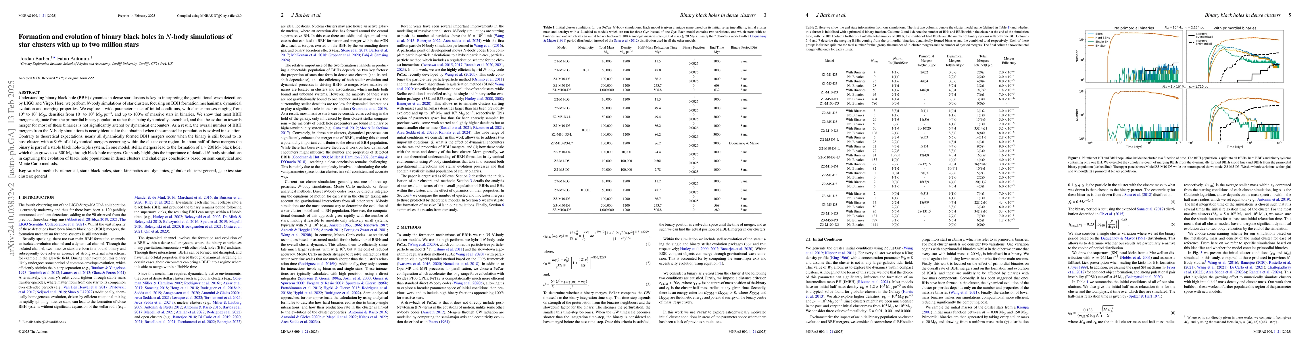 Thumbnail for Formation and evolution of binary black holes in $N$-body simulations of
  star clusters with up to two million stars