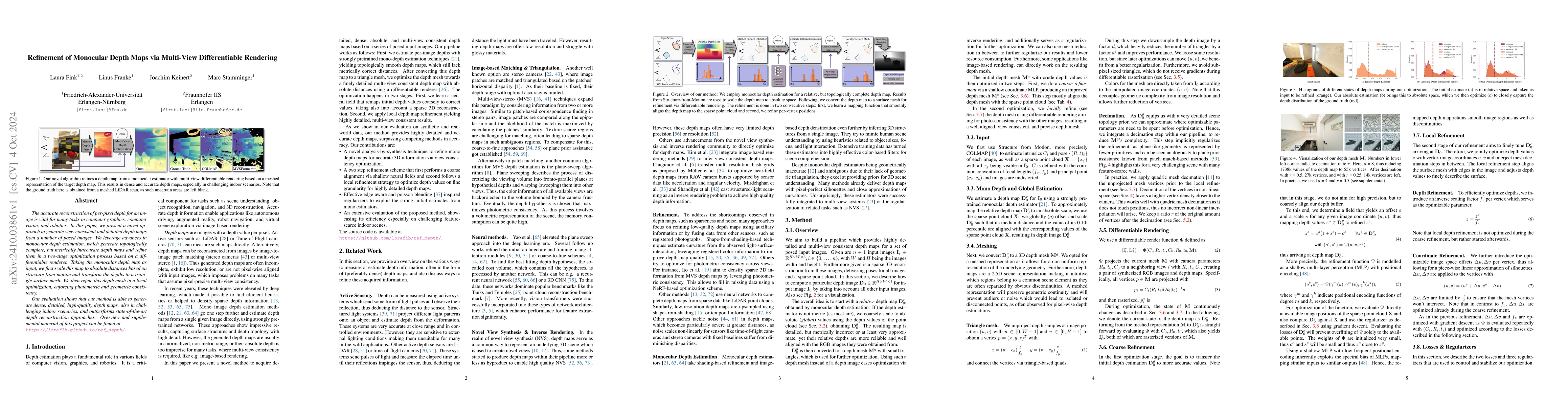 Thumbnail for Refinement of Monocular Depth Maps via Multi-View Differentiable
  Rendering