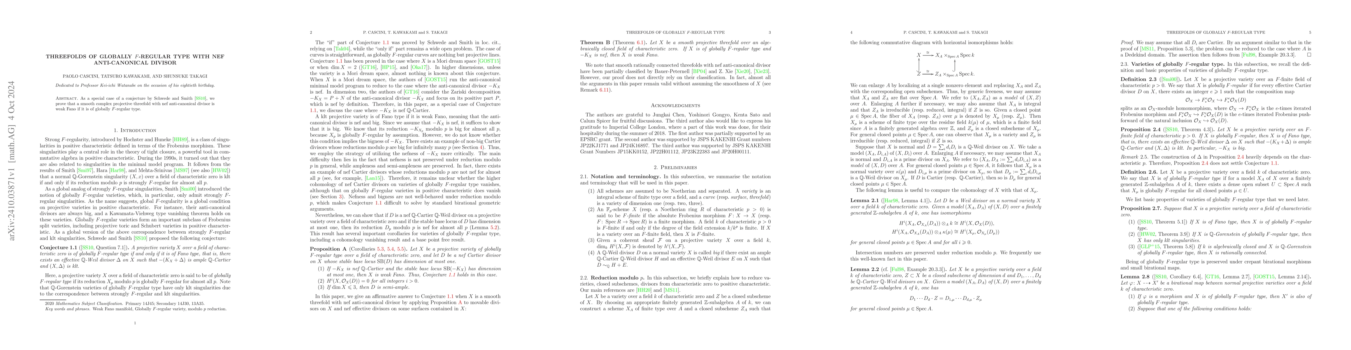 Thumbnail for Threefolds of globally $F$-regular type with nef anti-canonical divisor