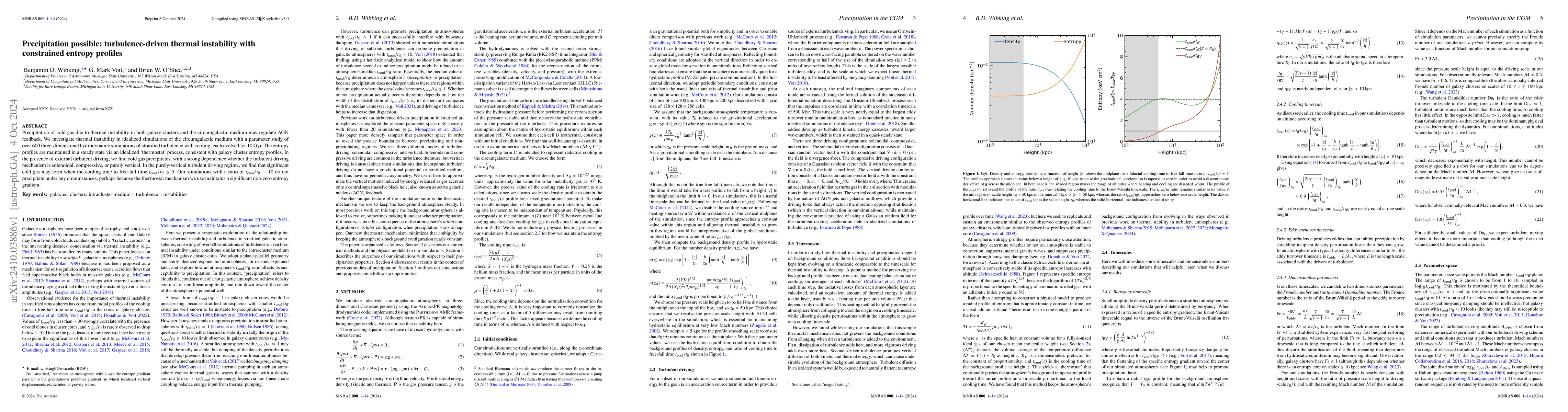 Thumbnail for Precipitation possible: turbulence-driven thermal instability with
  constrained entropy profiles