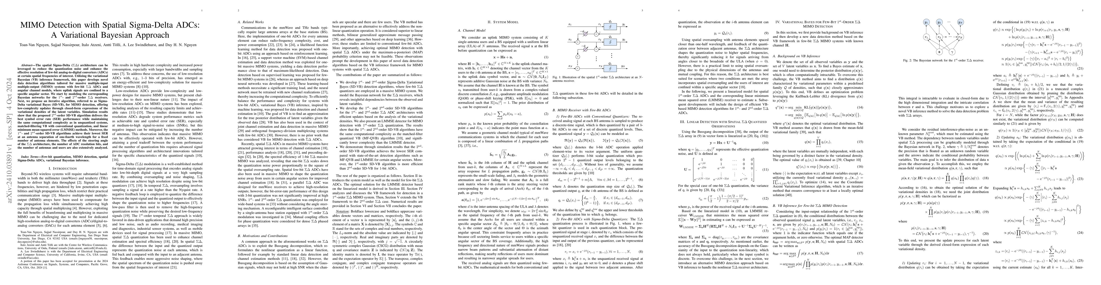 Thumbnail for MIMO Detection with Spatial Sigma-Delta ADCs: A Variational Bayesian
  Approach